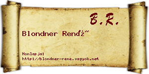 Blondner René névjegykártya